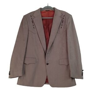Vintage Pagano West Blazer Mens 44R Taupe Western Old Money Yoke Suede Made USA